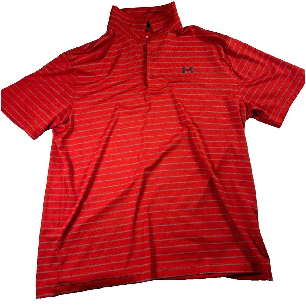 Under Armour HeatGear Playoff Polo Men's XL Red Striped Golf Shirt